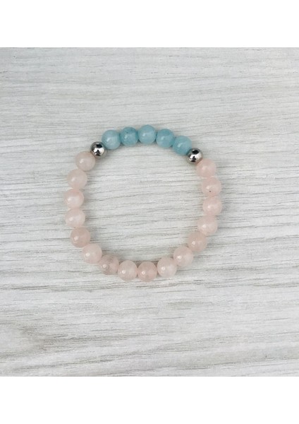 Pembe Kuvars- Mavi Kuvars Bileklik MKT051