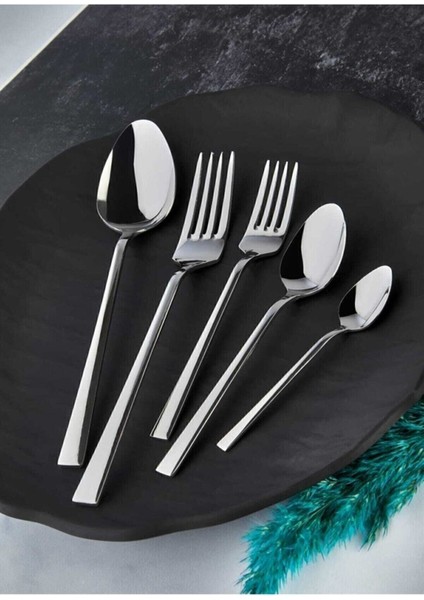 48 Parça Natural Çatal Kaşık Takımı, Beyaz, Düz Model, Şık ve Dayanıklı Set