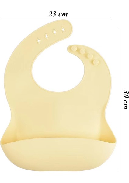 Silikon Beslenme Seti Mama Tabağı, Emzik Kılıfı, Kase, Pipet, Önlük, Çatal-kaşık, Bardak/ Sarı Renk