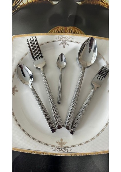 30 Parça Hasır Model Günlük Kullanıma Uygun Kaşık Seti Gri fiyatları