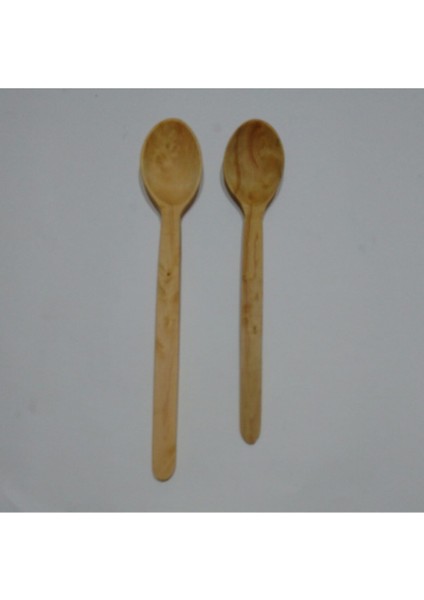 El Yapımı Şimşir Kaşık 28 Cm, 2'li Set, Sarı Renkli