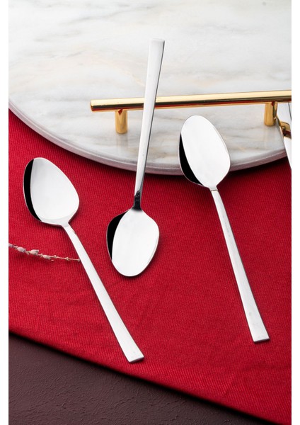 6lı Çelik Tatlı Kaşık Takımı, Şık ve Dayanıklı 6 Kişilik Set