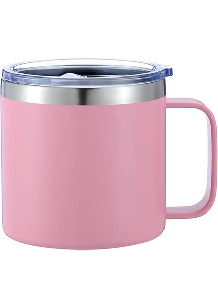 14 Oz Kahve Kupası, Kapaklı Vakum Yalıtımlı Kamp Kabini, Çift Duvar Paslanmaz Çelik Seyahat Dak Fincanı, Termal Kahve Kupa Kapasitesi: 301-400ML/RENK: Pembe (Yurt Dışından)