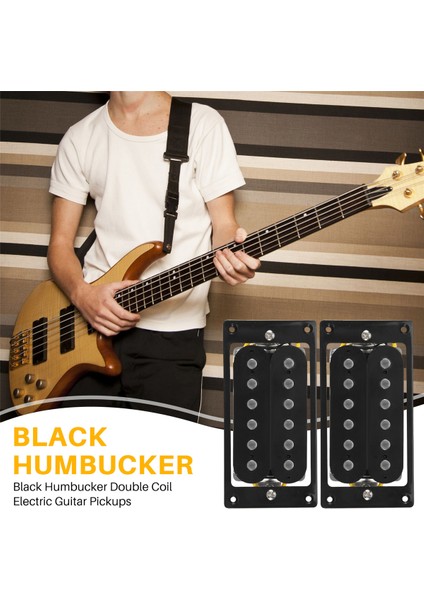 2 Adet (1 Set) Siyah Humbucker Çift Bobinli Elektrik Gitar Manyetikleri + Çerçeve Vidası (Yurt Dışından)