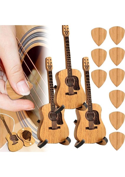 3set Sherum Strumbox, Sheremart Strumbox, 3 Adet Gitar Penası ile Ahşap Akustik Gitar Penası Kutusu, Gitar Penası Vitrin Kutusu (Yurt Dışından)