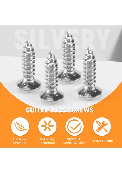 50X Gitar Bas Vidaları Scratchplates Pickguard Parçaları, Gümüş (Yurt Dışından) fırsatları