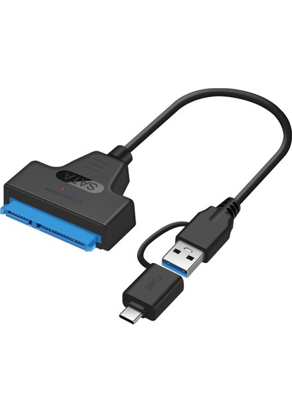 2'si 1 Arada Sata'dan USB 3.0 Kablosuna Sata'dan Tip C Harici Sabit Sürücüye 22 Pin Dönüştürücü Adaptör 2,5 Inç Hdd/ssd Için (Yurt Dışından)