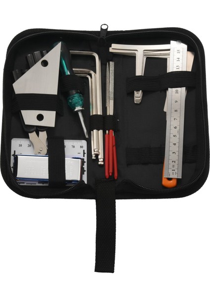 Gitar Alet Çantası Tamir Bakım Aletleri Tel Düzenleyici Tel Hareket Cetveli Ölçme Aleti Altıgen Anahtar Seti Dosyalar Klavye Gitar Perde Salıncak Seviyelendirme (Yurt Dışından)