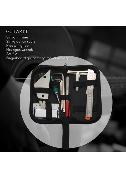 Gitar Alet Çantası Tamir Bakım Aletleri Tel Düzenleyici Tel Hareket Cetveli Ölçme Aleti Altıgen Anahtar Seti Dosyalar Klavye Gitar Perde Salıncak Seviyelendirme (Yurt Dışından) fiyatları