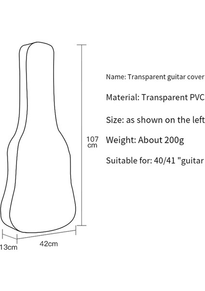 Gitar Toz Kapağı Şeffaf Yarı Saydam Toz Geçirmez Su Geçirmez Akustik Elektrik Gitar Kapağı Koruyucu Saklama Çantası (Yurt Dışından) fırsatları