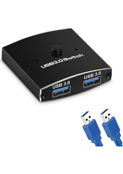 USB 3.0 Anahtar Seçici Kvm Anahtarı 5gbps 2'si 1 Arada USB Anahtarı USB 3.0 Yazıcı Klavye Fare Paylaşımı Için Iki Yönlü Paylaşımcı (Yurt Dışından)