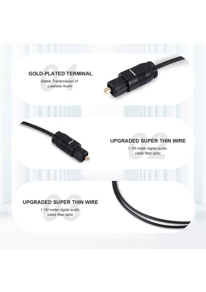 3 Ft 1.1m Metre Dijital Fiber Optik Ses Toslink Spdıf Md DVD Kablo Giriş Fişi (Yurt Dışından) fırsatları