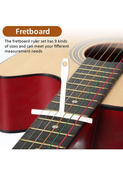 10 Parçalı Gitar Ölçüm Aleti Seti 9 T Şeklinde Yay Cetveli ve 1 Gitar ve Bas Kurulumu Için Gitar Teli Yükseklik Cetveli Içerir (Yurt Dışından) fiyatları