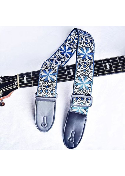 Mavi Beyaz Desen Moda Baskılı Akustik Elektro Gitar Askısı Genişletilmiş Akustik Gitar Askısı Evrensel Askı (Yurt Dışından)