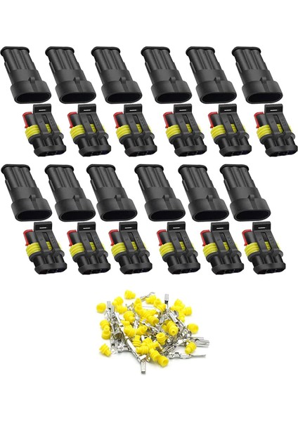 3 Pinli Yollu Araç Su Geçirmez Elektrik Konnektörü, Fiş Otomotiv 1.5mm Serisi Terminal Konnektörleri Araç Için, (12 Paket) (Yurt Dışından)