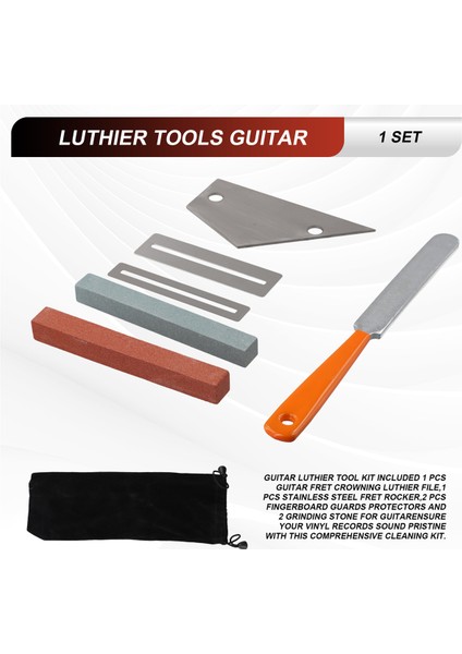 Gitar Luthier Alet Seti 1 Adet Gitar Perde Taçlandırma Luthier Dosyası, 1 Adet Paslanmaz Çelik Perde Rocker, 2 Adet Klavye Koruyucuları ve Gitar Için 2 Taşlama Taşı Dahildir (Yurt Dışından) fırsatları