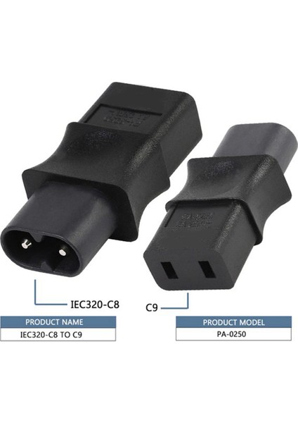 Adet 2-Pinli Iec 320 C8 Erkek - Iec 320 C9 Dişi Ac Adaptörü 6A/250V Endüstriyel Güç Dönüştürücü (Yurt Dışından) fırsatları