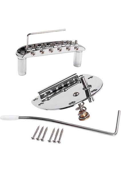 Metal Tremolo Köprü Set Vidaları Anahtarları Mustang Jazzmaster Gitar Yedek Aksesuarları Kolay Kullanım- Gümüş (Yurt Dışından)