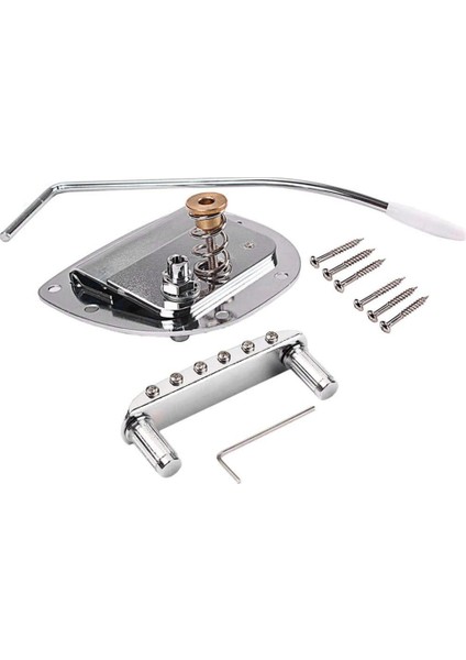 Metal Tremolo Köprü Set Vidaları Anahtarları Mustang Jazzmaster Gitar Yedek Aksesuarları Kolay Kullanım- Gümüş (Yurt Dışından)