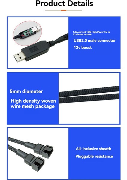 12V USB Fan Güç Adaptörü Kablosu 4-Pin Pc Soğutma Fanları Için 1 Ila 3 Adımlı Güç Adaptörü Kablosu (Yurt Dışından) fırsatları