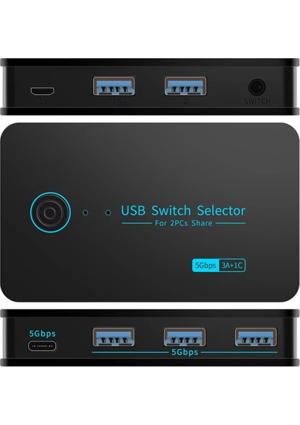 Yeni Usb3.0 Kvm Anahtarı Kısayol Anahtarı Pc Klavye Fare Yazıcı 2 Pc Paylaşımı 4 Cihaz Paylaşımlı Denetleyici 5gbps (Yurt Dışından) modelleri