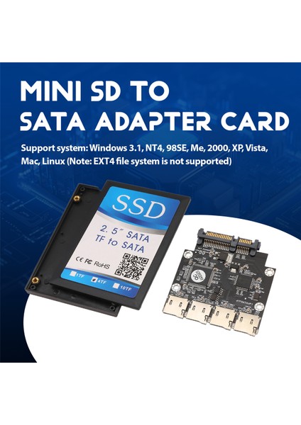 2,5 Inç 4 Tf - Sata Adaptör Kartı, Kendi Yapımı SSD Katı Hal Sürücüsü, Micro-Sd - Sata Grup Raıd Kartı Için (Yurt Dışından) fırsatları
