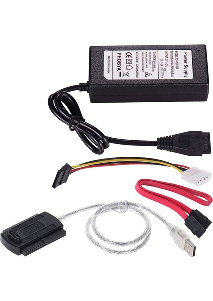 Sata Pata Ide Sürücüden USB 2.0 Adaptör Dönüştürücü Kablosu Sabit Disk HDD 2.5 Inç 3.5 Inç Harici Ab Fişi ile (Yurt Dışından)