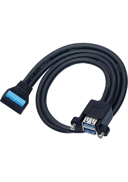 90 Derece Yukarı/aşağı Açı USB 3.0 19/20PIN - Çift Usb-A Dişi Port Adaptör Kablosu Anakart Dahili Uzatma Kablosu A (Yurt Dışından)
