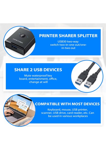 USB Anahtarı Kvm USB Hub 3.0 Anahtar Seçici Kvm Anahtarı Pc Klavye Fare Yazıcı 1 Pc Paylaşımı 2 Cihaz USB Anahtarı (Yurt Dışından) fırsatları