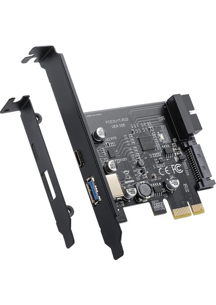 Pcı-E 1x - USB 3.2 Gen1 Usb3.2 Type-C Ön Adaptör Kartı 2 Port (Type C+ Type A) Genişletme Kartı (Yurt Dışından)
