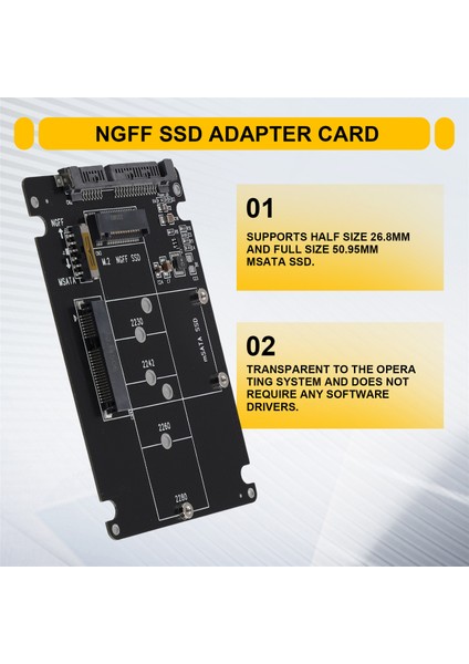 2'si 1 Arada Ngff M.2 B+M Anahtar Mini Pcı-E Veya Msata Ssd'den Sata Iıı Adaptör Kartına Tam Msata SSD/2230/2242/2260/22X80 M2 (Yurt Dışından) fırsatları
