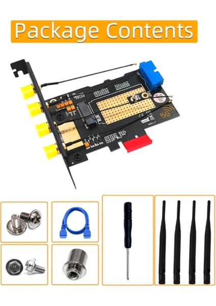 M.2 B Anahtar Usb3.0 ve Pcıe 5g Çift Veri Yolu 5g-Wwan Kart Adaptör Kartı, 4 Antenli Sım Yuvalı Masaüstü Adaptör Kartı (Yurt Dışından) fiyatları