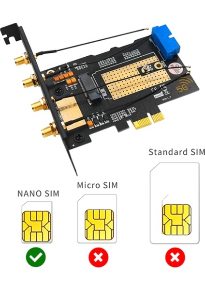 M.2 B Anahtar Usb3.0 ve Pcıe 5g Çift Veri Yolu 5g-Wwan Kart Adaptör Kartı, 4 Antenli Sım Yuvalı Masaüstü Adaptör Kartı (Yurt Dışından) fırsatları
