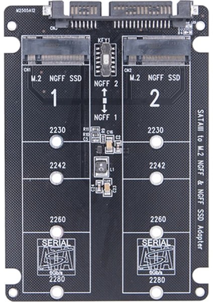 Çift Ngff - Sata Adaptörü 2 Port M.2 Sata SSD B Anahtarı 2230 2242 2260 2280 M2 SSD Için Sata3.0 6gbps Dönüştürücü Pc Için (Yurt Dışından)
