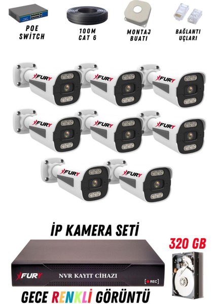 8 Kameralı Ip Güvenlik Kamerası Seti 4mp Gece Renkli Su Geçirmez 1506 320GB fiyatları