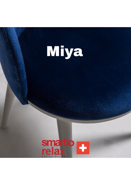 Miya 2’li Sandalye Seti — Beyaz Ahşap Ayaklı, Mavi indirimleri