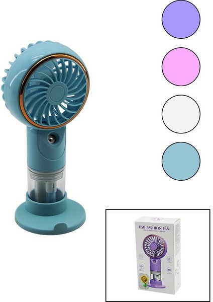 Su Spreyli USB Mini Fan Çap=7.3cm - Y:16CM Sabit Başlık 3 Kademe Hız Telefonluklu Ayak Aparat (5067)