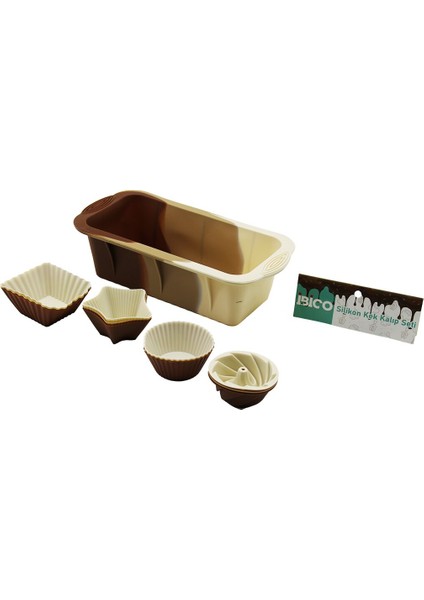 13PCS Silikon Muffin - Baton Kek Kalıp Set BATON=11.5X25CM 3er Rüzgar Gülü - Yuvarlak - Yıldız - D.gen (5067)