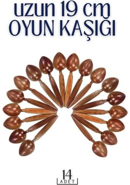 Kahverengi Uzun Oyun Kaşığı 14'lü Set, Şık ve Kullanışlı.
