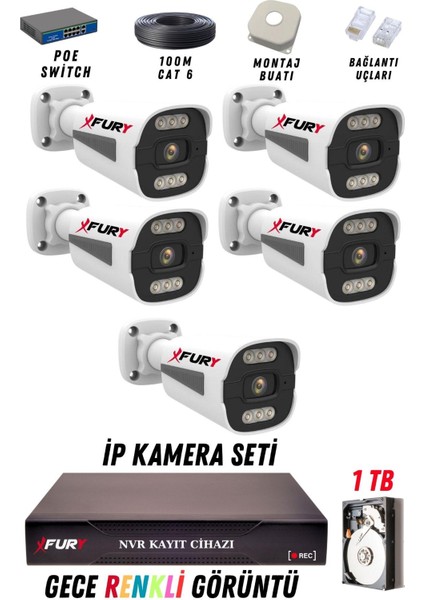 5 Kameralı Ip Güvenlik Kamerası Seti 4mp Gece Renkli Su Geçirmez 1506 1tb fiyatları