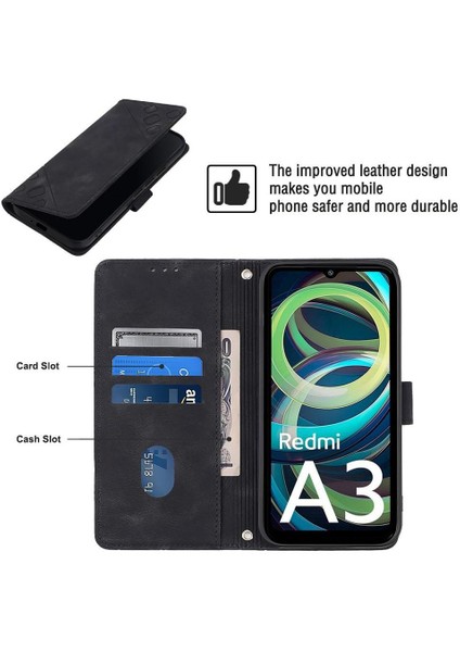 Redmi A3 Pu Deri Flip Kadın Cüzdan Telefon Kılıfı Askılı Çapraz Askılı Askı (Yurt Dışından) modelleri