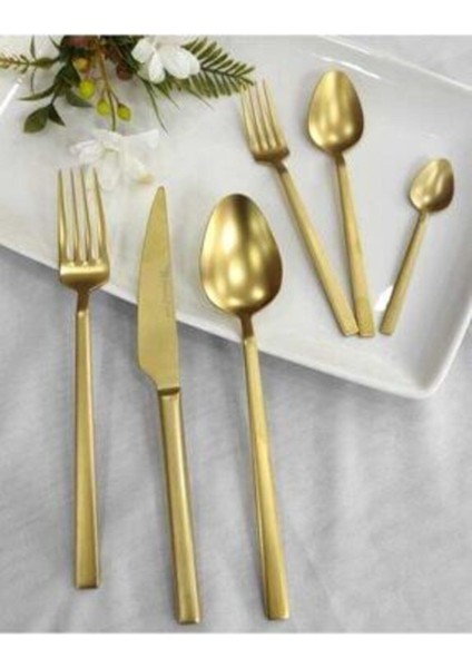 Şık Gold Titanyum 6'lı Çay Kaşığı Seti, Dayanıklı ve Modern Tasarım