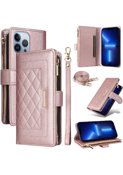 IPhone 13 Için Flip Case Pro Max Kayış Kart Yuvaları Cüzdan Darbeye (Yurt Dışından)