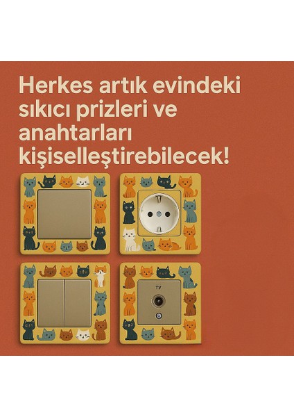 Kedi Figürlü Priz Çerçevesi