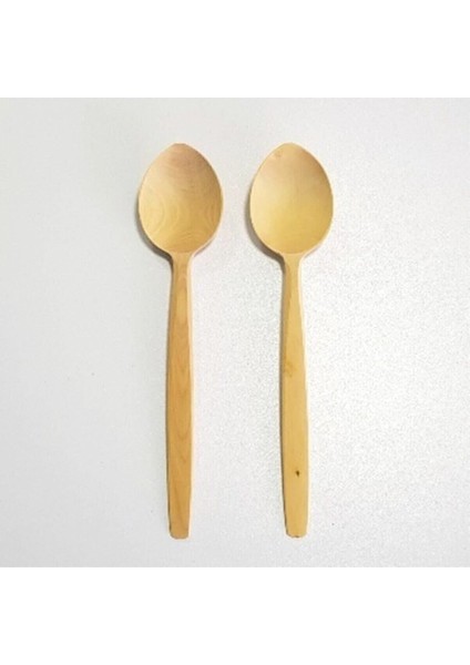 Çok Renkli 2 Adet 22 cm Şimşir Tahta Mama ve Yemek Kaşığı Seti
