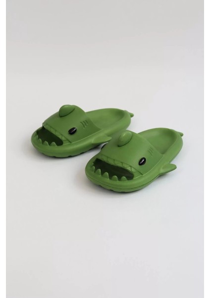 WG500 Köpekbalığı Haki Unisex Tam Ortopedik Terlik Shark Slides