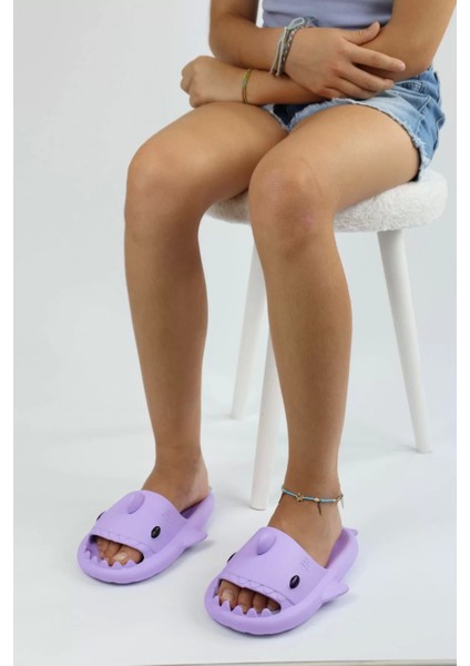 WG500 Köpekbalığı Mor Unisex Tam Ortopedik Terlik Shark Slides fırsatları