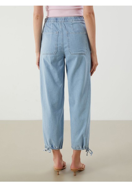 Yeni Sezon Beli Lastikli Jogger Kadin Jean Pantolon - S5KE04Z8 fırsatları