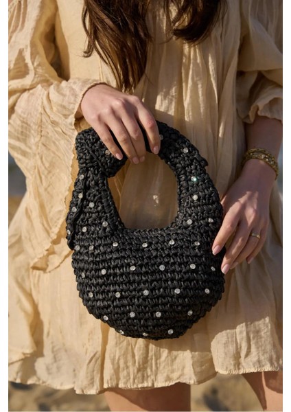 Taşlı Portföy Clutch Fermuarlı Astarlı Örgü Hasır Yazlık Tatil El Çantası modelleri