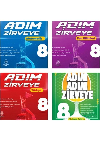 8. Sınıf Adım Adım Zirveye Matematik Soru Bankası - Fen Bilimleri Soru Bankası - Türkçe Soru Bankası - İnkılap Soru Bankası + Fosforlu Kalem